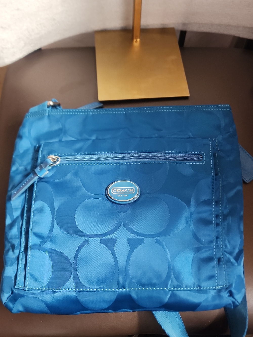 Coach Euc 2013 Turquoise Blue Signature Crossbody Bag - Picture 4 of 10